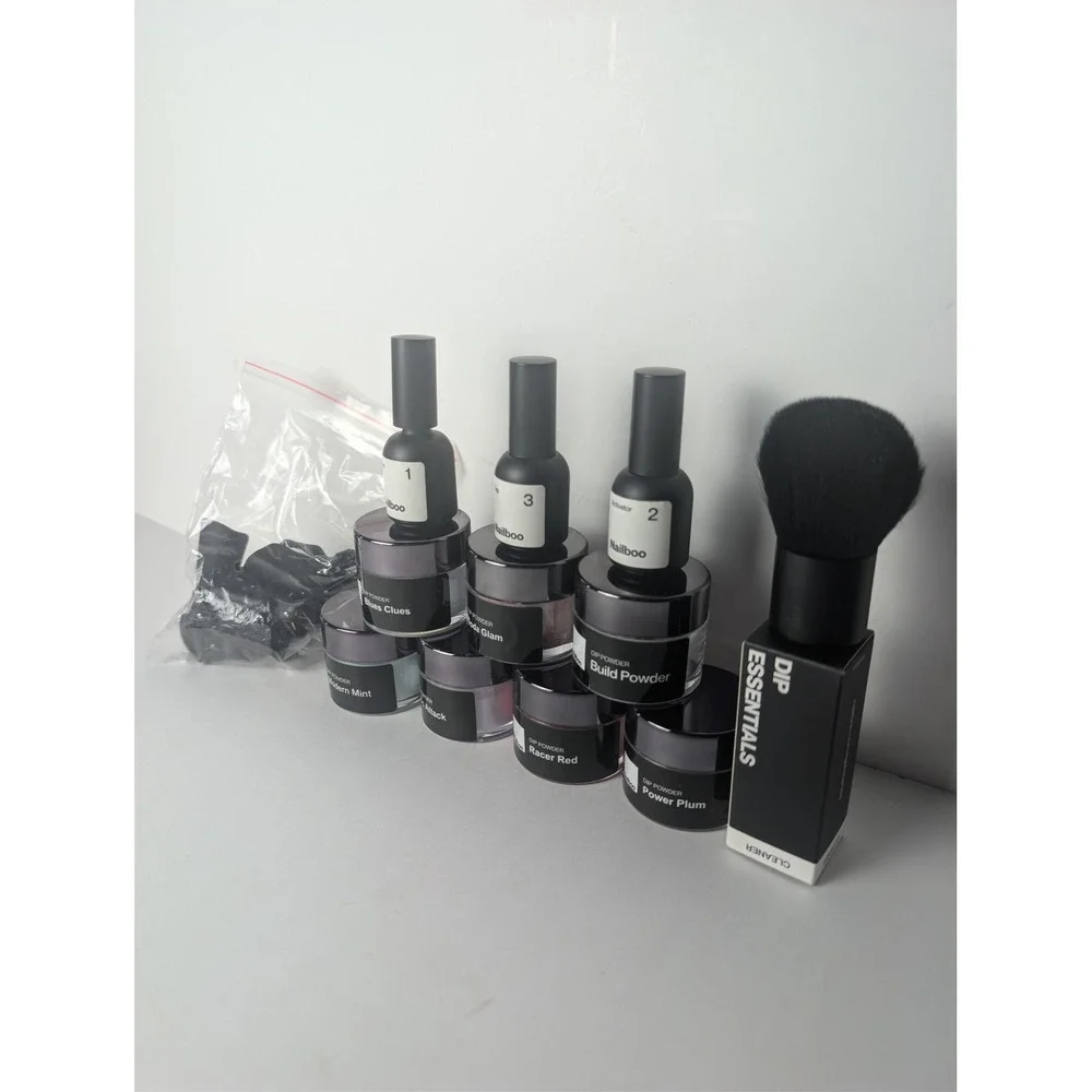 Nailboo Dip Powder Starter Kit 6 Colors Base Activator Top Brush Clip Used Once